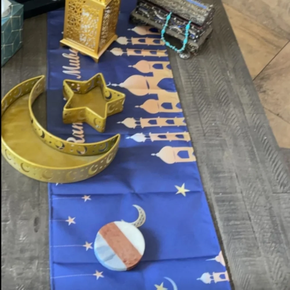 Parsup Ramadan Mubarak Table Runner Table 13.8 x 71 Inches